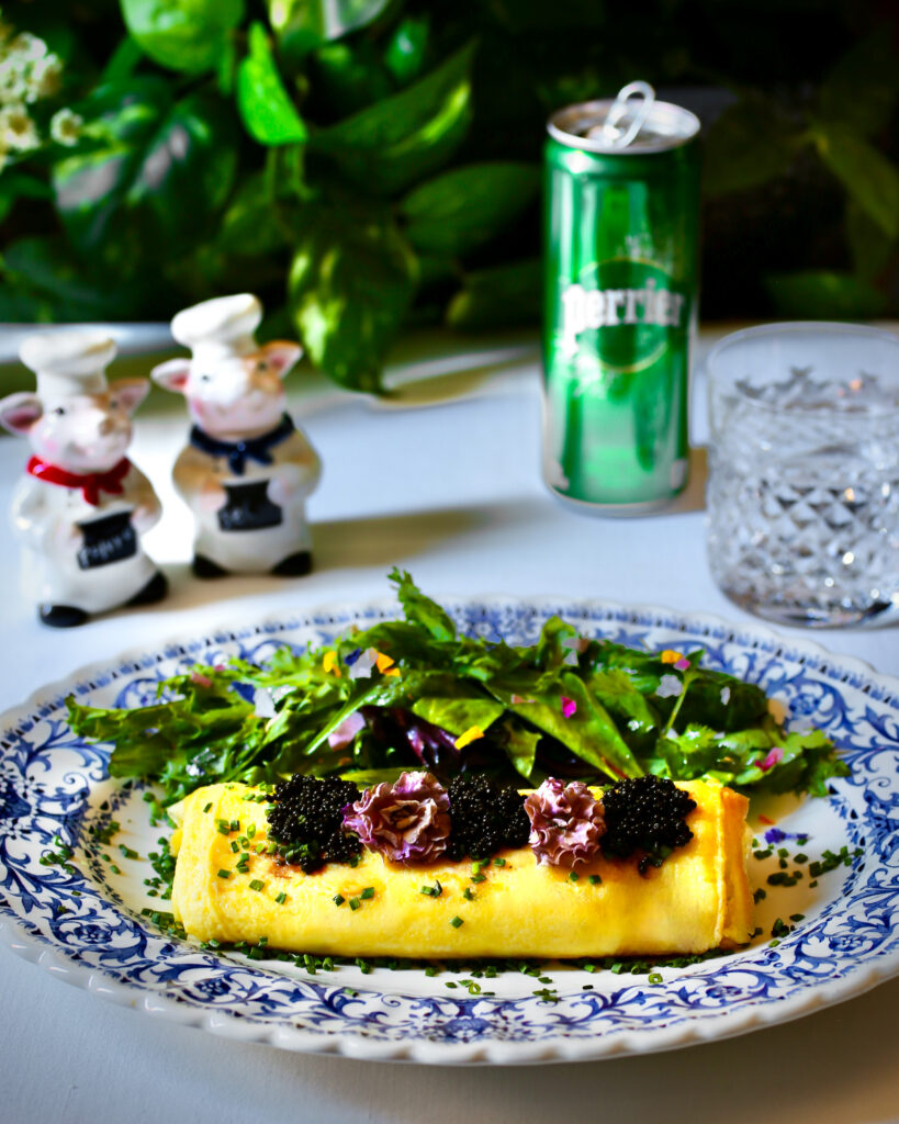 French Rolled Omelette, Boursin Cheese, Caviar