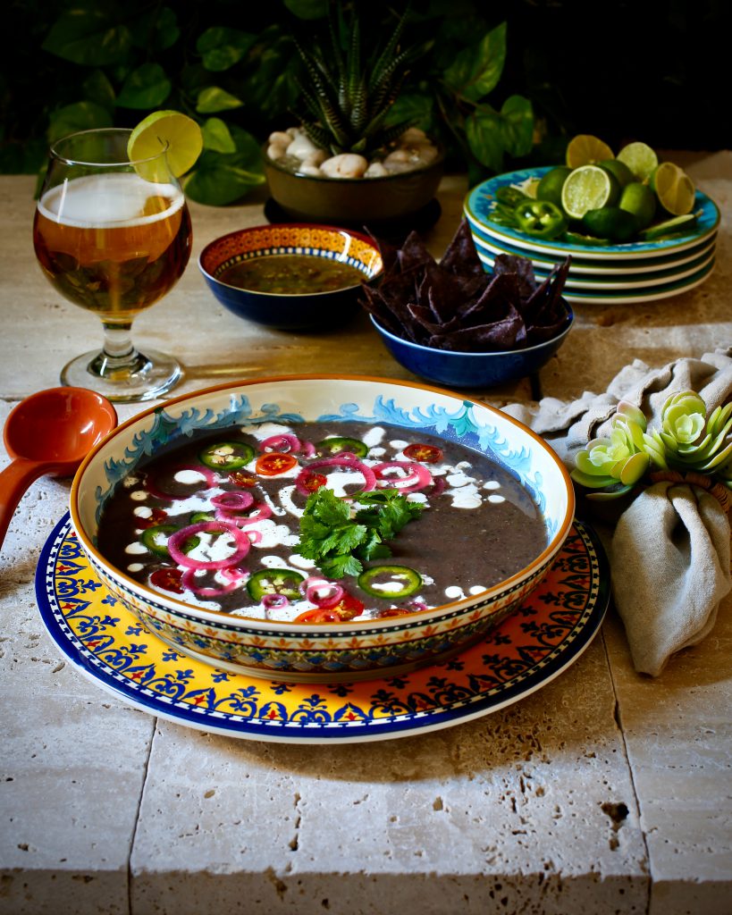 Black Bean Soup with Salsa Verde