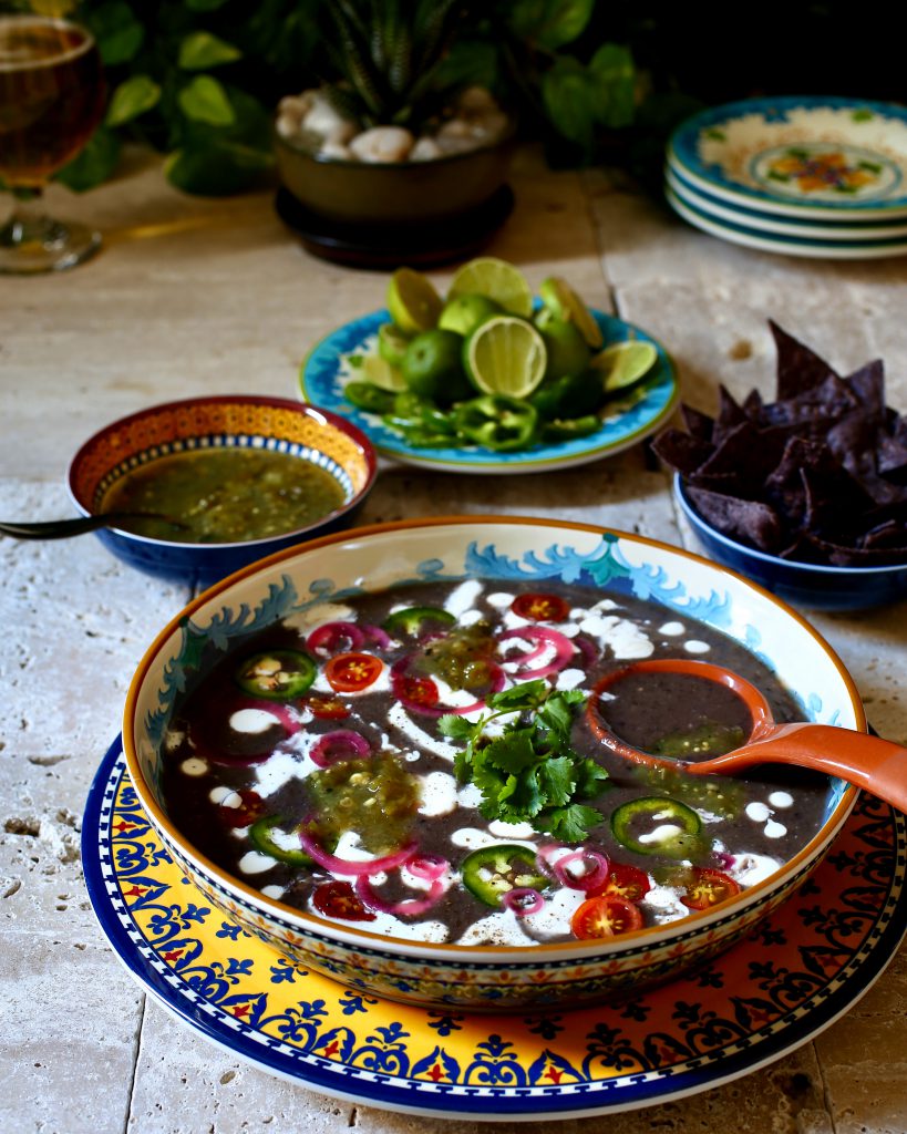 Black Bean Soup with Salsa Verde