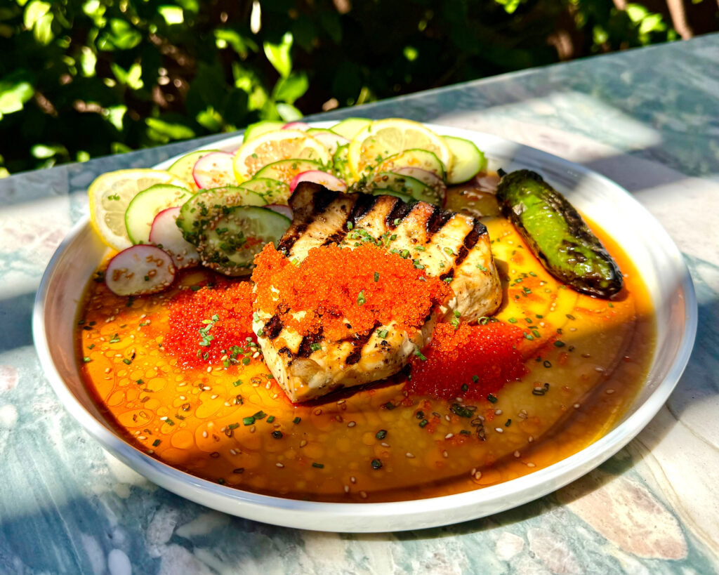 Spicy Grilled Swordfish with Tobiko