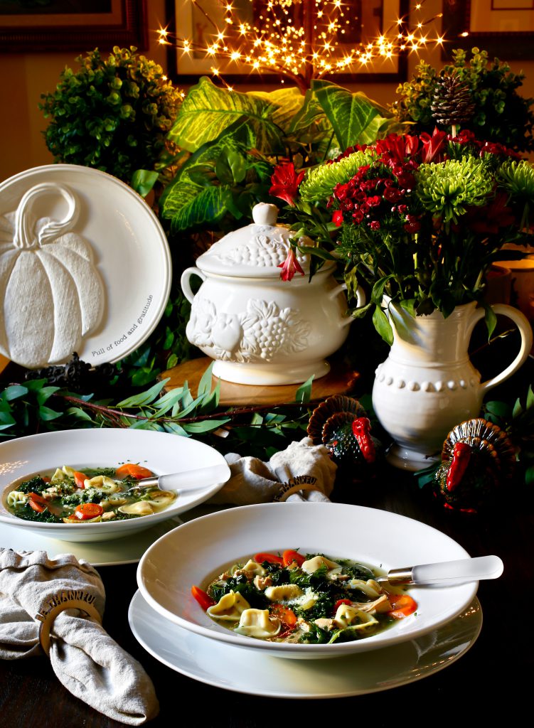 Turkey Soup with Tortellini and Kale