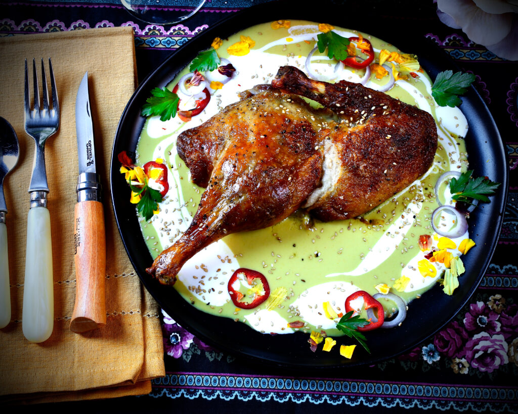 New Mexico Style Roast Duck with Salsa Verde