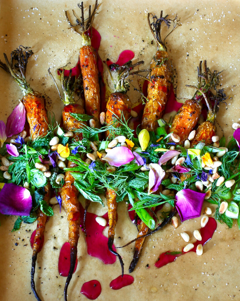 Caramelized Baby Carrots, Prickly Pear Cactus Syrup