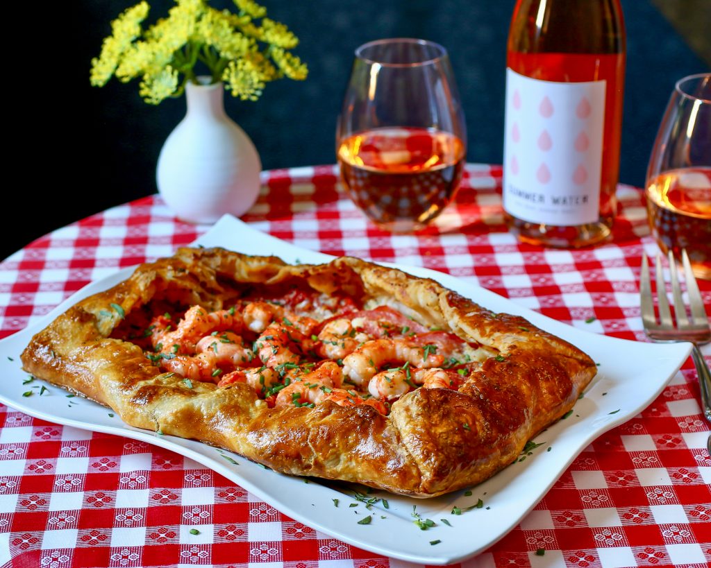 Tomato, Gorgonzola & Spot Shrimp Puff Pastry Galette