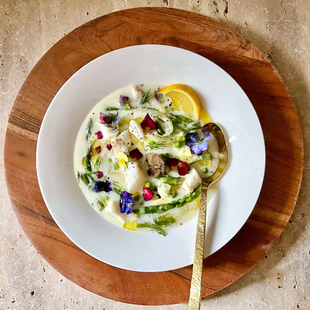 A Fresh Creamy Cod Soup for Spring