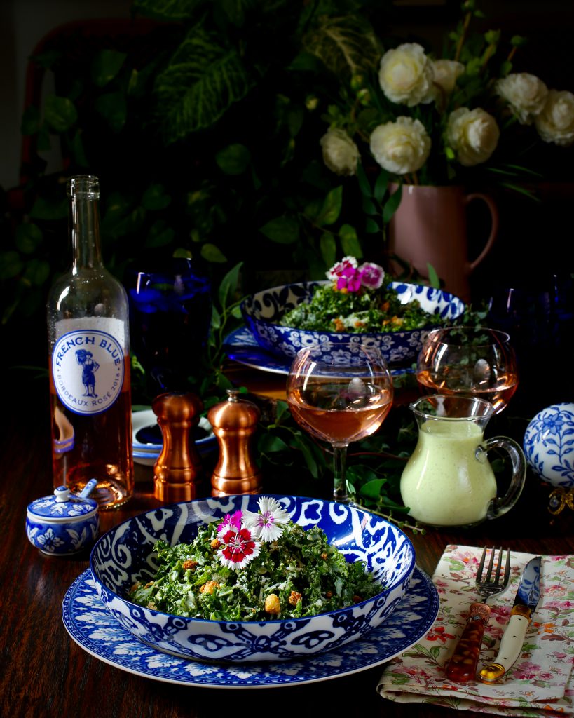 Kale Salad with Lemon Basil Buttermilk Ranch