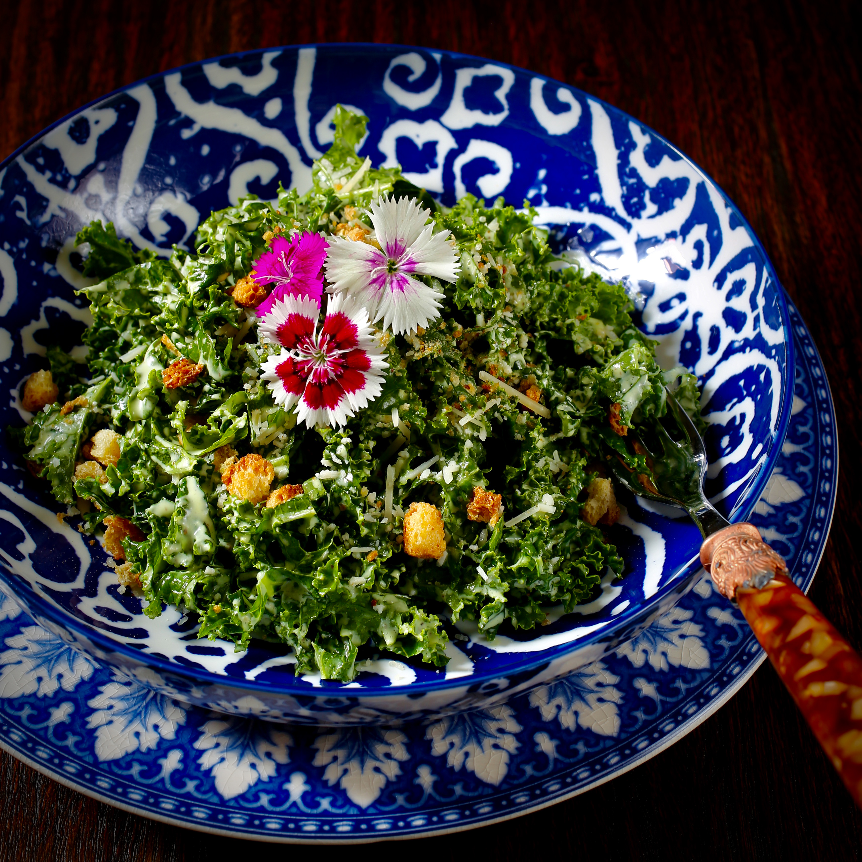 Kale Salad with Lemon Basil Buttermilk Ranch