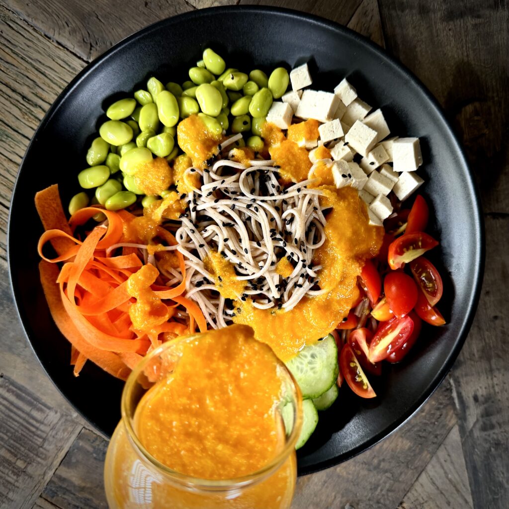 Soba Noodle Salad with Carrot–Apple Miso Dressing