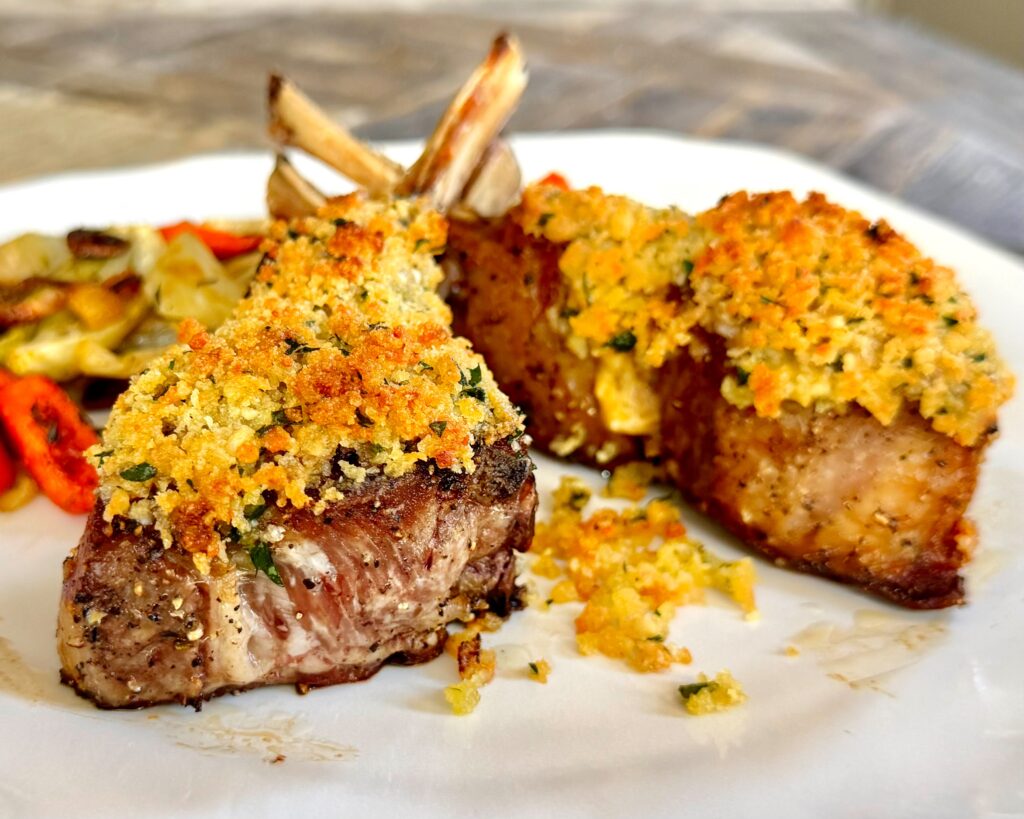 Double Lamb Chops, Dijon-Parmesan Crust