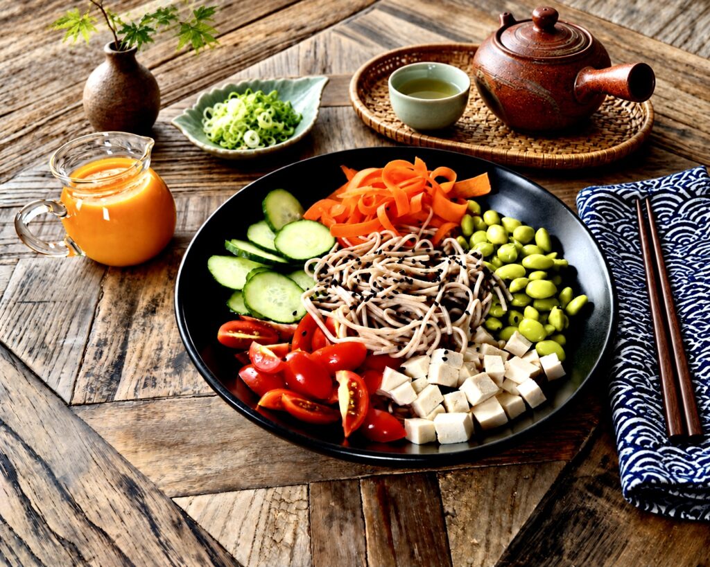 Soba Noodle Salad with Carrot–Apple Miso Dressing