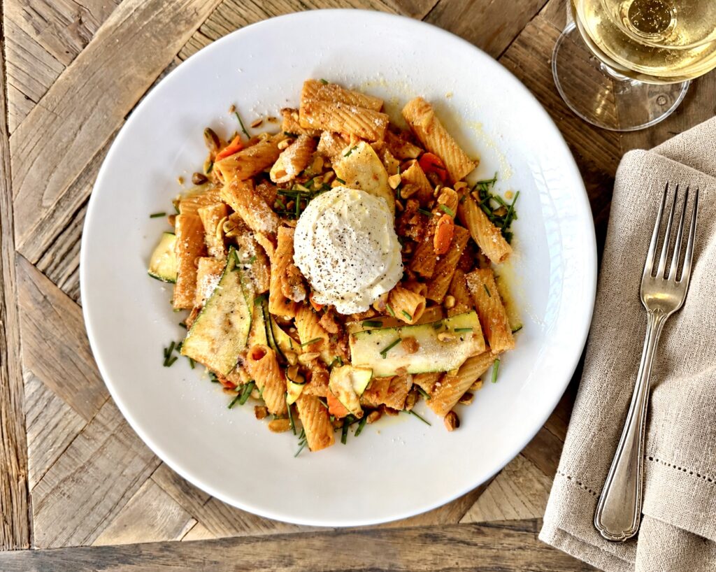 Rigatoni with Chorizo, Zucchini & Ricotta