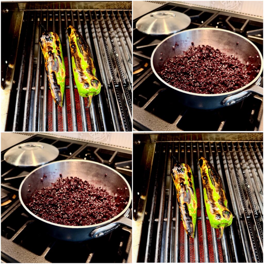 Charred Pepper Ribbons and Black Rice