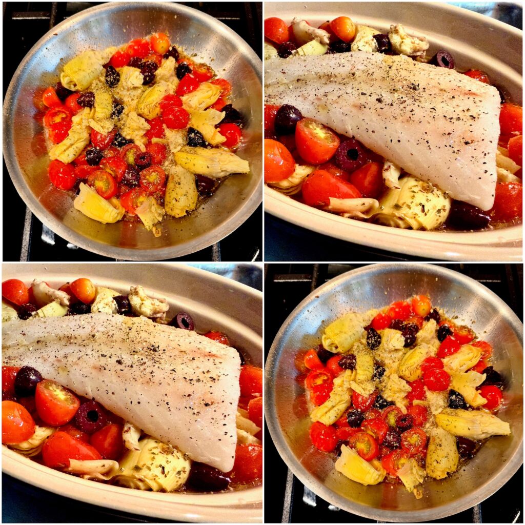 Baked Yelloweye Rockfish with Artichoke Hearts