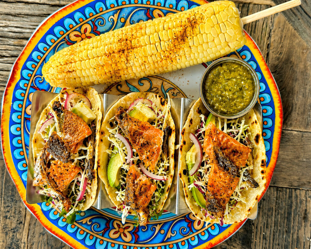 Crispy Salmon Skin Tacos