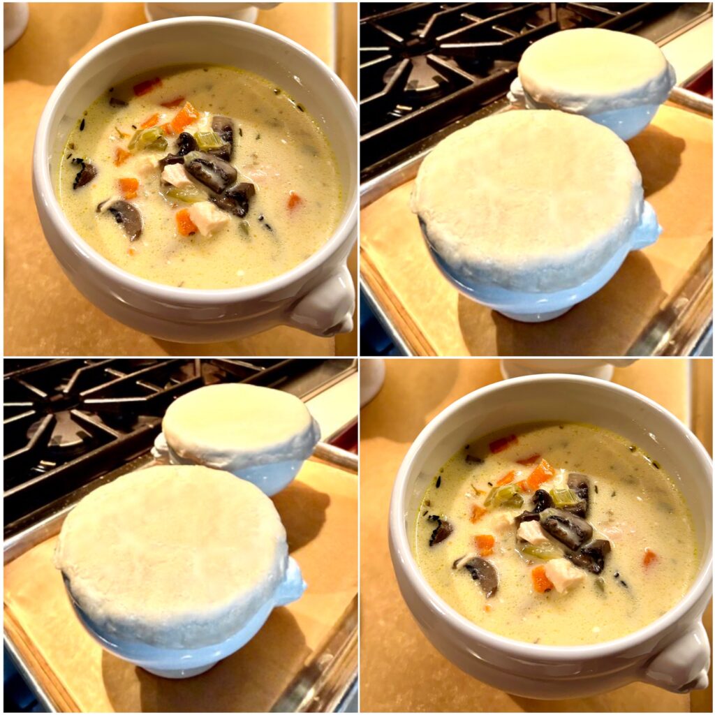 Chicken Truffle Soup with Puff Pastry Crust